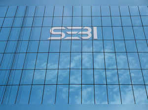 The new logo of the Securities and Exchange Board of India (SEBI) is seen on the facade of its headquarters in Mumbai,