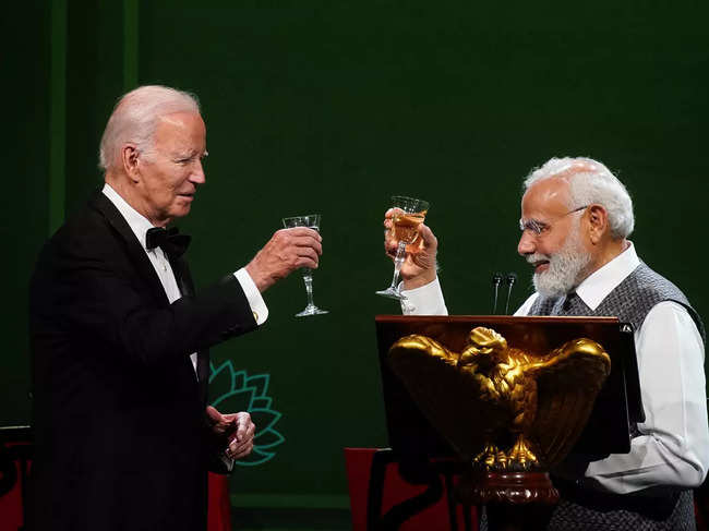 Joe Biden and Narendra Modi celebrate the strong bond between India and the US.