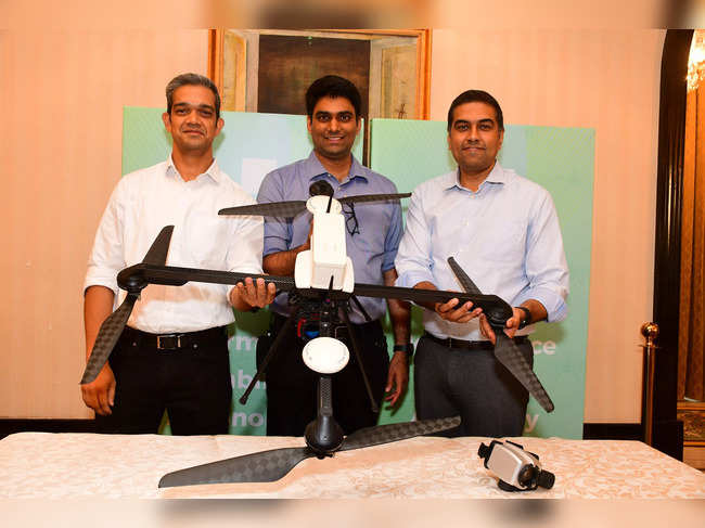 (L-R) Rahul Singh, VP engineering, Ankit Mehta, CEO & Vipul Joshi, CFO, ideaForge