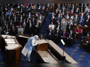 India's Prime Minister Narendra Modi addresses a joint meeting of Congress, at t...