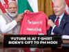Biden gifts PM Modi special T-Shirt with his quote from Congress speech