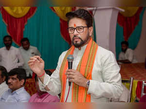 Mumbai: Union Minister Anurag Thakur addresses a meeting and tiffin party arrang...