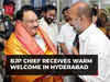 Telangana: BJP National President JP Nadda receives warm welcome in Hyderabad