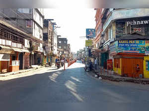 Silchar: A road wears a deserted look following a bandh called by Barak Democrat...