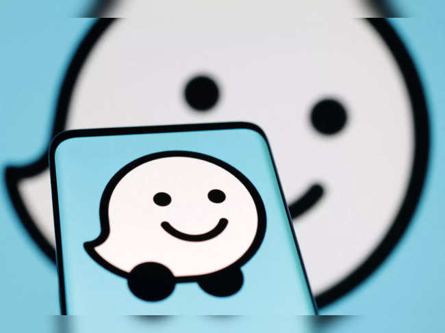 Illustration shows Waze app logo