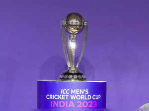 Mumbai: The ICC Men's Cricket World Cup 2023 trophy unveiled during the announce...