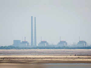 FILE PHOTO: View shows Zaporizhzhia Nuclear Power Plant from the bank of Kakhovka Reservoir in Nikopol