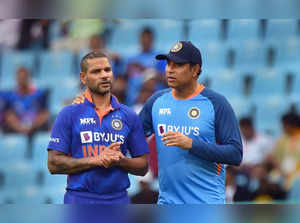 Lucknow: India's ODI captain Shikhar Dhawan with VVS Laxman before the first ODI...