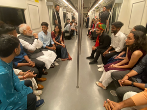PM Narendra Modi travels in metro to attend Delhi University event