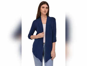 9. ESPRESSO Waterfall Shrug with Button Foldable Sleeve