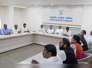 New Delhi: Congress President Mallikarjun Kharge with party leader Rahul Gandhi,...