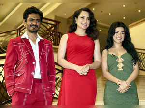 Mumbai: Actors Nawazuddin Siddiqui, Avneet Kaur and producer Kangana Ranaut duri...