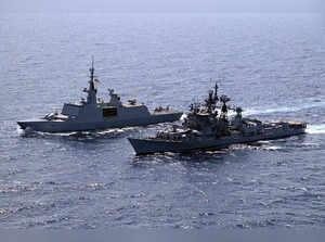 Indian Naval ships INS Rana, a guided missile destroyer...