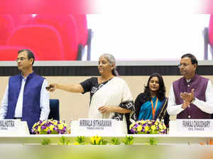 New Delhi_ Union Minister of Finance and Corporate Affairs Nirmala Sitharaman wi....