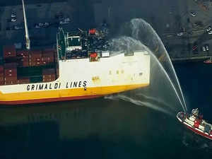 Fire on cargo ship in Port Newark, 2 firefighters killed