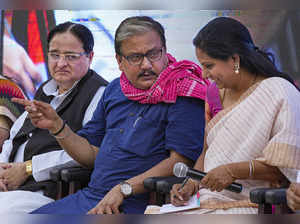 New Delhi: Bharat Rashtra Samithi (BRS) leader K Kavitha interacts with RJD lead...