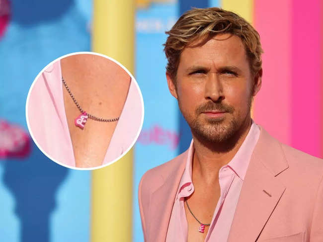 Ryan Gosling poses on the pink carpet for the world premiere of 'Barbie' in Los Angeles, California.