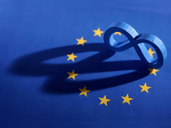 FILE PHOTO: Illustration shows EU flag and Meta logo