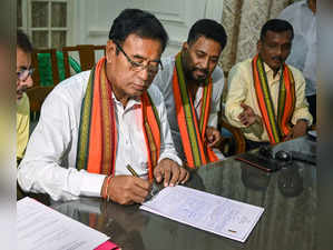 Kolkata: BJP candidate Ananta Barman Maharaj files his nomination papers for upc...