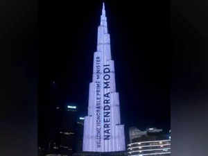 UAE: Dubai's Burj Khalifa lit up in colours of Indian flag, welcomes PM Modi with dazzling light show 