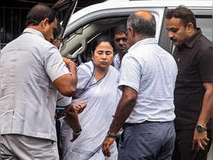 Kolkata: West Bengal Chief Minister Mamata Banerjee reaches SSKM Hospital, in Ko...