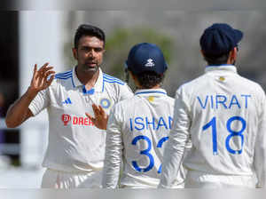 Roseau, July 15 (ANI): India's Ravichandran Ashwin celebrates a wicket during Da...