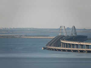 A view shows the Crimean bridge connecting the Russian mainland with the peninsula across the Kerch Strait