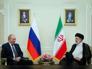 Iranian President Ebrahim Raisi (R) meets with visiting Russian President Vladimir Putin in Tehran, Iran, on July 19, 2022. (Iranian Presidential Website/Handout via Xinhua/IANS)