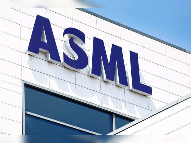 ASML logo is seen at a building near the headquarters in Veldhoven