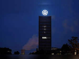 FILE PHOTO: A new logo of German carmaker Volkswagen is unveiled at the VW headquarters in Wolfsburg