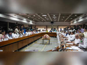 New Delhi: Leaders of various political parties during an all-party meeting on t...