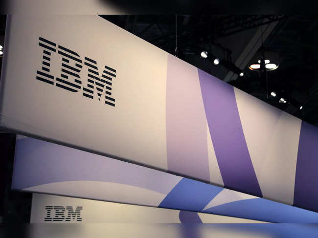 FILE PHOTO: The logo for IBM is seen at the SIBOS banking and financial conference in Toronto