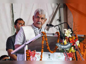 Srinagar, July 14 (ANI): Jammu and Kashmir Lieutenant Governor Manoj Sinha addre...