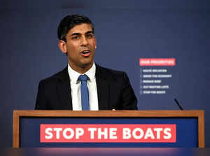 British Prime Minister Rishi Sunak speaks during a news conference in London