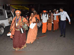 Jammu: First batch of pilgrims leaves for the Amarnath Yatra 2023, in Jammu. (PT...