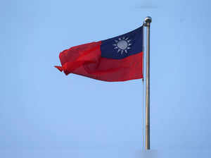 A Taiwan flag can be seen at Liberty Square in Taipei