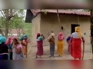 Women hit on walls of house of the accused in viral Manipur video case, in Manipur