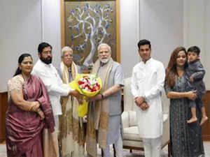 Maharashtra CM Eknath Shinde meets PM Modi with family, briefs him on Raigad landslide