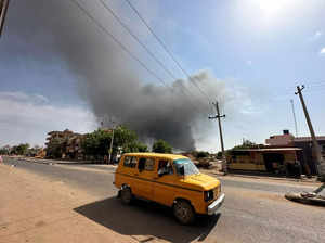 Smoke rises during clashes between the army and the paramilitary Rapid Support Forces (RSF), in Omdurman