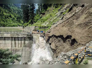 Kullu, July 24 (ANI): Malana Power Project-2 dam overflowing due to the gate mal...
