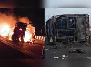 Maharashtra: 25 killed as Pune-bound bus catches fire on Samruddhi Mahamarg Expressway in Buldhana