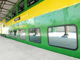 Double-decker train gets ready