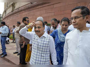 New Delhi: Congress MPs Adhir Ranjan Chowdhury and Gaurav Gogoi during the Monso...