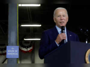 U.S. President Joe Biden delivers remarks on the economy at Auburn Manufacturing, in Auburn