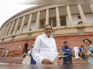 New Delhi: Congress leader P Chidambaram at Parliament House complex during the ...