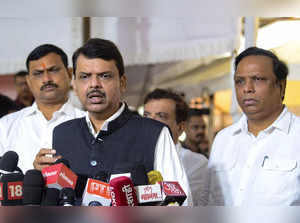 Mumbai: Maharashtra Deputy Chief Minister Devendra Fadnavis addresses the media ...