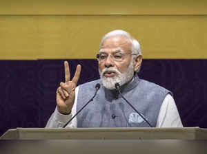 **EDS: VIDEO GRAB** Gandhinagar: Prime Minister Narendra Modi addresses the Semi...