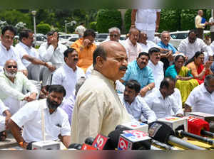 Bengaluru: Former Karnataka Chief Minister Basavaraj Bommai with party MLAs duri...