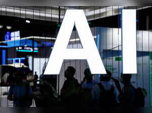 An AI (Artificial Intelligence) sign is seen at the World Artificial Intelligence Conference (WAIC) in Shanghai