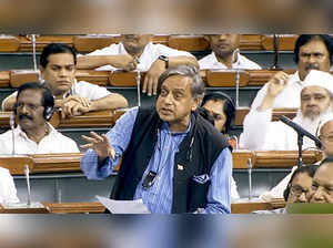 New Delhi, Aug 1 (ANI): Congress MP Shashi Tharoor speaks in Lok Sabha during th...